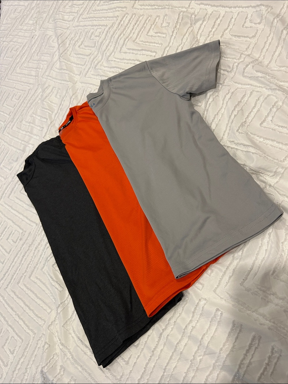 Lot of 3 Kids Plain Black Orange Gray Crew Neck Short Sleeves T-Shirt Size 10-12
